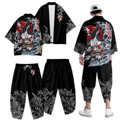 Hauri Yukata เสื้อชุดแฟนซีซามูไรเสื้อคาร์ดิแกน Kimono ญี่ปุ่นสำหรับผู้ชายเสื้อกิโมโนเสื้อแจ็กเก็ตเสื้อคลุมกิโมโนผู้ชาย Yukata Haori