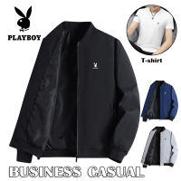 PLAYBOY ผู้ชายเสื้อแจ็คเก็ตน้ำหนักเบาธุรกิจสบาย ๆ ส่วนบางของเสื้อฤดูใบไม้ร่วงสำหรับผู้ชาย