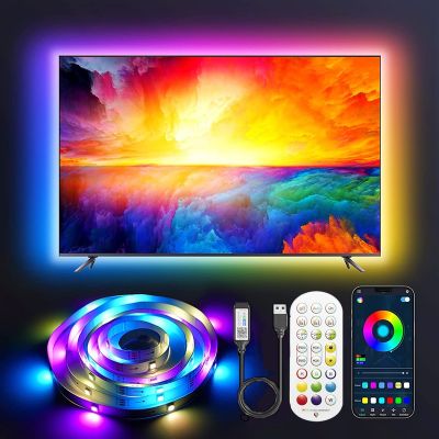 【LZ】✢  Bluetooth USB LED Strip Light RGB 5050 WS2812B Controle remoto Diodo flexível Fita de lâmpada 5V 16 cores TV Desktop Festival