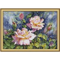 【CC】 rose cross stitch kit 14ct 11ct count print stitches embroidery handmade