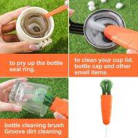 3 in 1 Cup Lid Cleaning Brush Mini Water Bottle Cleaner Detail Brush Straw Cleaner Tools Carrot Clean Brushes