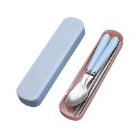 Cutlery Set Stainless Steel Chopsticks Spoon Kit Portable Tableware Set Office Worker Spoon Fork Chopsticks Three-Piece Travel Flatware Sets