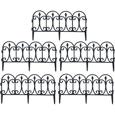 5 Pack Decorative Garden Fence Rustproof Iron Landscape Wire Folding Fencing Edge Patio Flower Bed Animal Barrier