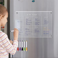 กระดานไวท์บอร์ดสำหรับออกกำลังกายติดตู้เย็นทำจากอะคริลิคใสกระดานลบแห้งแม่เหล็กใช้ซ้ำได้