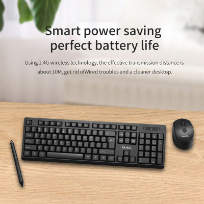 2.4G Simple Ultra-Slim Black Mini Wireless Keyboard And Mouse Combo Kit สำหรับพีซีเดสก์ท็อป Loptop Classic Business Office Set