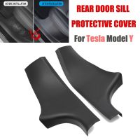 For Tesla Model Y Rear Door Sill Protective Pad Cover Guards Threshold Bumper Strip Fit Original Car Anti Kick Pads ABS Modely