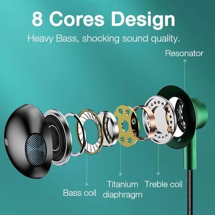 EARDECO Wired Headphones With Mic Earphone 3.5MM Type C In Ear Earbuds Bass Hifi Wire Headset