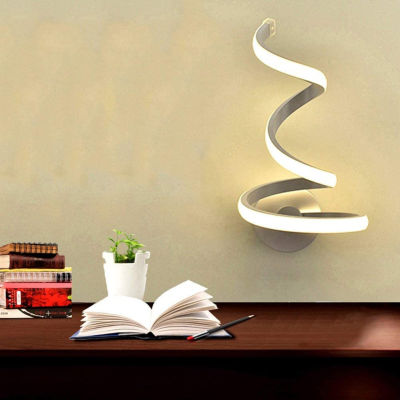 1pc Modern Spiral LED Wall Light Acrylic Iron Sconces Lamp Wall Mount Background Bedside Lamp for Living Room Bedroom Decorat