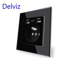 Delviz ซ็อกเก็ต Usb 5V 2100ma ความปลอดภัยคู่ Usb เชื่อมต่อการชาร์จแผงกระจกแข็งแรงเต้าเสียบมาตรฐานของฝรั่งเศส16a