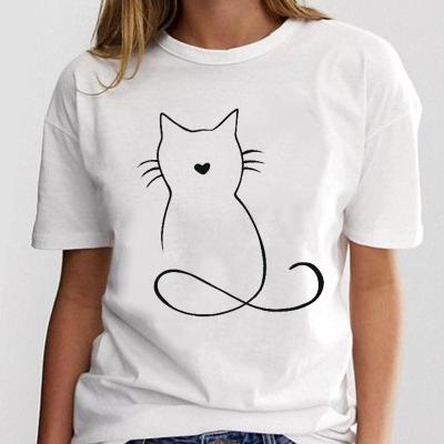 Tshirt Print Graphic Clothing Tee Cat Love Trend Style Cartoon Kawaii Clothes T Shirt