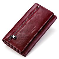 KAVIS Genuine Leather Womens Wallet Purse Fashion Female Coin Purse Portomonee Clamp For Money Perses Handy Quality Vallet Bag