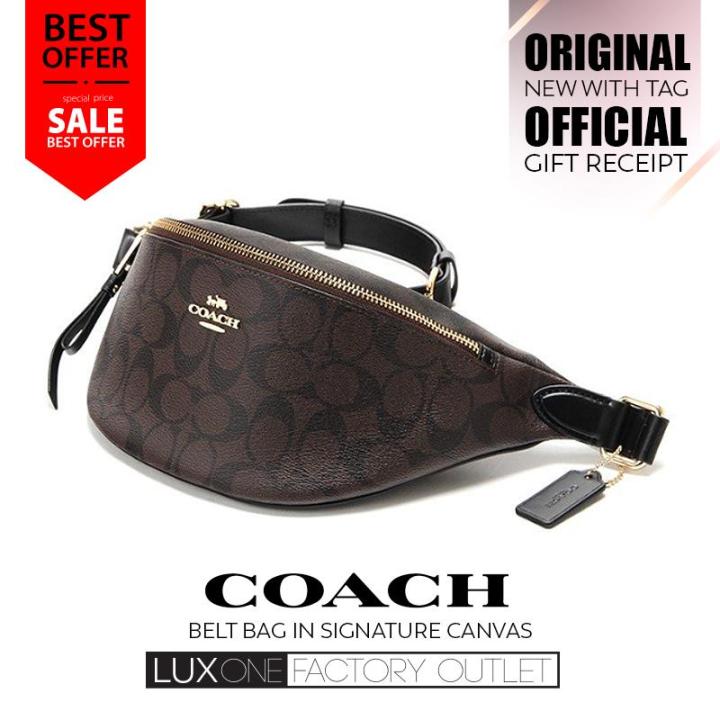 Authentic] Coach Belt Bag In Signature Canvas - IMAA8 - Brown & Black [NWT  - New With Tag & Receipt]