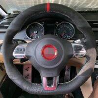 Black Suede Leather Car Steering Wheel Cover for Volkswagen Golf 6 GTI MK6 VW Polo GTI Scirocco R Passat CC R-Line 2010 Steering Wheels Accessories