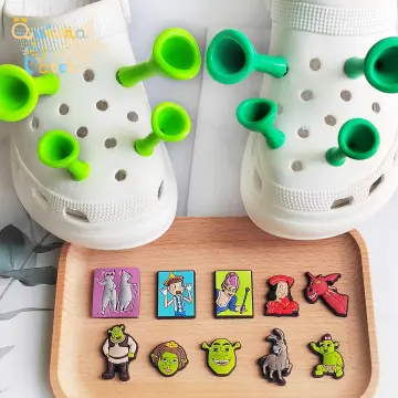 4pcs Croc Shrek Ear Charms Shrek Party Decorations, Green