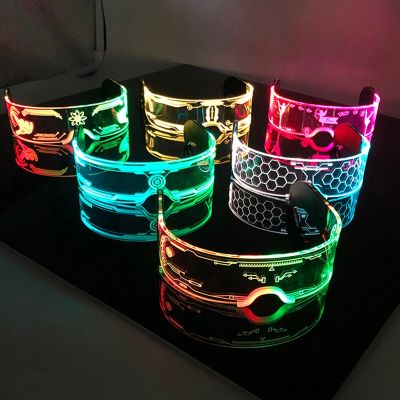 Fashion Luminous Decorative Glasses Neon Party Decoration LED Sunglasses For Nightclub DJ Dance Music Festival Rave