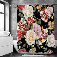 Elegant Floral Flowers Shower Curtain R Rose Shower Curtain Polyester Bath Curtain Bathroom Decor Curtain Washable With Hook