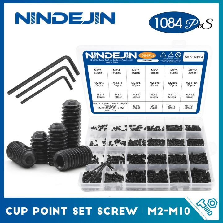 nindejin-ถ้วยชุดสกรู-m2-m10เหล็กคาร์บอนดำ-headless-hexagon-socket-grub-screw-เว้า-end-เครื่องสกรู-din916