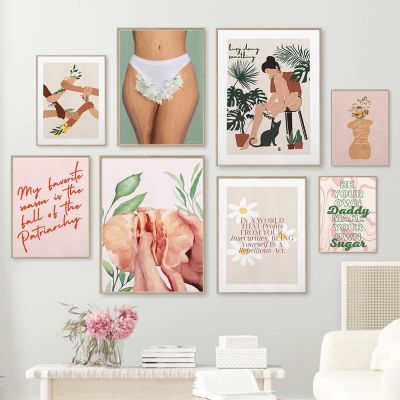 Abstract Female Panties Vagina Organs Feminist Sexy Nude Body Girl Wall Art Poster Print Fashion Text Woman Room Home Decor