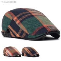 ◈卐▽ Plaid Newsboy Cap Men Women Four Seasons Vintage Casual Stripe Berets Gatsby Flat Hat Peaked Cap Adjustable