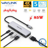 Wavlink ฮับ Usb Type-C 5-In-1พร้อม4K Hdmi ส่งพลังงาน85W 3.1 Usb 2การถ่ายโอน0คอนเวอร์เตอร์แบบหลายพอร์ต10 Gbps สำหรับ Chromebook Macbook Air/Pro และอีกมากมายอุปกรณ์ประเภท C