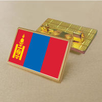 Mongolian flag pin 2.5*1.5cm zinc alloy die-cast PVC colour coated gold rectangular medallion badge without added resin