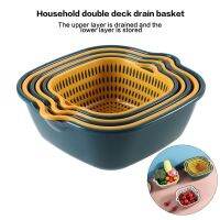 PP 3-Piece Set Stackable Double-Layer Drain Basket Kitchen Utensils