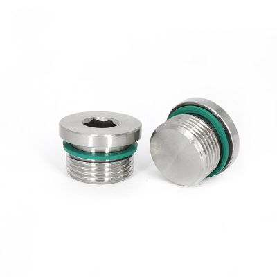 BSP Metric Male Thread 304 Stainless Steel Hex Socket ED End Cap FKM Sealing Ring Flange Plug Pipe Fitting Adapter Connector Pipe Fittings Accessories