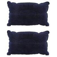 2X Double-Sided Flocking Pillow Inflatable Portable Foldable Pillow for Camping/ Traveling/ Office Blue