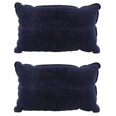 2X Double-Sided Flocking Pillow Inflatable Portable Foldable Pillow for Camping/ Traveling/ Office Blue