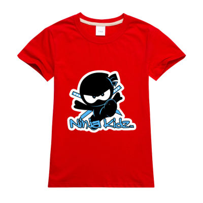 Ninja KIDZ เสื้อยืดน่ารักฤดูร้อนแขนยาวเด็กผู้หญิงเสื้อผ้าเด็กลายการ์ตูนเด็กผู้ชาย0000ผ้าฝ้าย