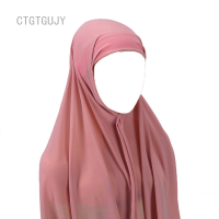 CTGT ฮิญาบเสื้อเจอร์ซีย์สำหรับผู้หญิงมุสลิม,ผ้าพันคอฮิญาบผ้าโมดอลยืดหยุ่นหัวผ้าพันหัวเรียบผ้าโพกศีรษะอิสลามผ้าพันคอ