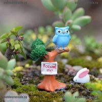 1pcs Branch owl fairy garden miniatures Signpost terrarium figurines bonsai ornaments resin craft m