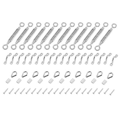 10Pcs CK01 Series CA1 Heavy Duty Stainless Steel Cable Railing Kits for 1/8 inch Cable DIY Balustrade Kit with Eye-Eye Turnbuckles Eye Straps