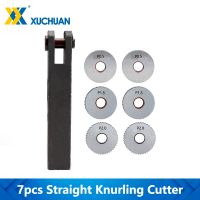 เครื่องตัด Knurling ตรง เครื่องมือ 7pcs ตรง Linear Knurling Wheel 0.5 1.5 2.0mm Single Wheel Knife Holder Knurling Cutter Set