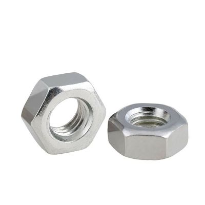 Hex Nuts Metric M3 M4 M5 M6  White Zinc Plated Carbon Steel Hexagon Full Nuts Screw Nut