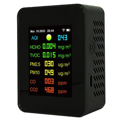 9 in 1 Digital Temperature Humidity Tester PM2.5 PM10 HCHO TVOC CO CO2 Meter WiFi LCD