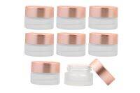 【CW】 8 Pack Frosted Glass Jar  Makeup Sample Containers Gold Lids Lotions Scrubs