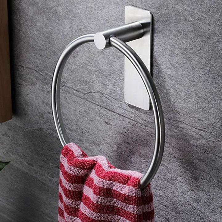 2-pcs-towel-ring-hand-towel-holder-self-adhesive-round-towel-rack-hand-towel-bar-for-bathroom-silver-amp-black
