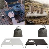 Mini Camping Table With Heat Gas Stove Holder Aluminum Alloy Heat Shield Folding Table Outdoor Gas Stove Stand Durable