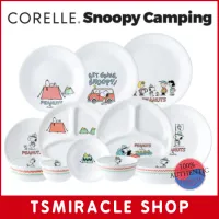 CORELLE Snoopy ชุดภาชนะอาหารประเภทเกาหลีสำหรับจานพาสต้าจานกลมจานชามแคมป์ปิ้ง