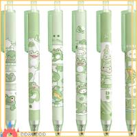 PEANTEK 6 Pcs สีเขียวอ่อน ปากกาเจลแมวดำ หมึกพิมพ์หมึก พลาสติกสำหรับตกแต่ง ปากกาเจลรูปสัตว์การ์ตูน น่ารักน่ารักๆ ปากกาโมเดลแมว ออฟฟิศสำหรับทำงาน