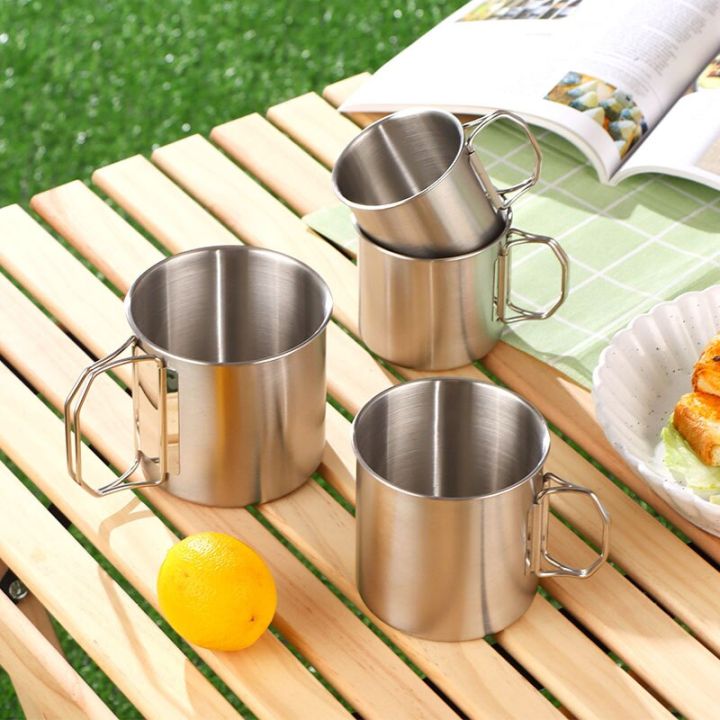 1pc Outdoor Camping Coffee Cup, 304 Stainless Steel 300ml Portable