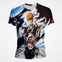 New Anime Grim Reaper Bleach Ichigo Kurosaki 3D Pattern T-shirt Men Women Casual Short Sleeve Shirts Fashion Harajuku Tee Tops