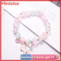 Ministar สร้อยข้อมือลูกปัดป๊อปคอร์นน่ารักกำไลแก้วมิตรภาพสำหรับสาวๆสร้อยคอแบบจี้ห้อยเครื่องประดับอัญมณี