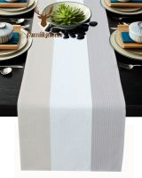 Luxury Table Runner Stripes Line Rectangle Pattern Birthday Party Hotel Dining Table High Quality Cotton and Linen Table Cloth