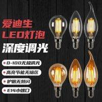 หลอดไฟเอดิสันหรี่แสงได้ลึกโคมไฟตั้งโต๊ะ Led โคมไฟหัวเตียง Pelindung Mata E14พอร์ตสกรูโคมไฟเทียนไขย้อนยุค1วัตต์