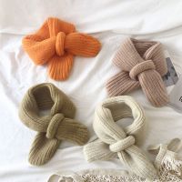 卐  Soft Winter Knitted Cross Baby Scarf Soild Color Baby Boys Girls Neck Sleeve Warm Kids Neckerchief Children Scarves