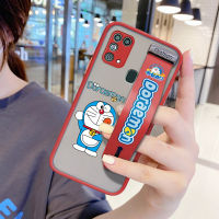 UCUC (สายรัดข้อมือ) เคสมือถือ เคสโทรศัพท์ เคส Samsung Galaxy M31เคสมือถือ เคสโทรศัพท์ เคสสาวการ์ตูน Doraemon กันกระแทก Frosted กลับนุ่มขอบฝาครอบเลนส์ป้องกันเลนส์โทรศัพท์บางเฉียบเคสมือถือ เคสโทรศัพท์ เคส