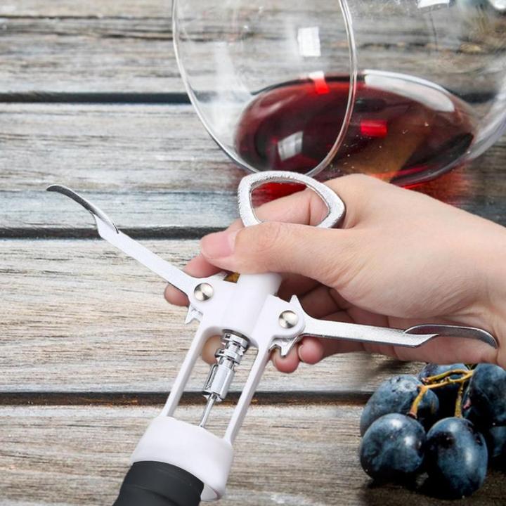 ที่เปิดขวดไวน์สกรูไม้ก๊อกสำหรับไวน์แดงอุปกรณ์บาร์ในครัวติดบ้านแบบพกพาด้วยตนเอง