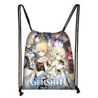 The New Genshin Impact Original Paimon God Polyester Drawstring Bag Factory Direct Thickening Convenient Backpack Drawstring Bag